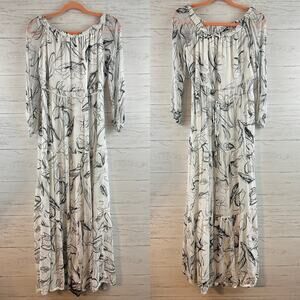 Milly Pierce Sketched Iris Off Shoulder Maxi Dress Size 4